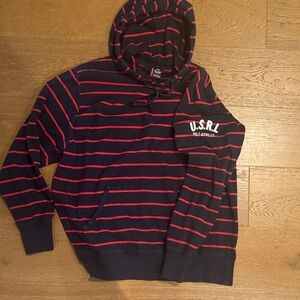 Polo Ralph Lauren USRL Navy Hoodie with Red Stripes